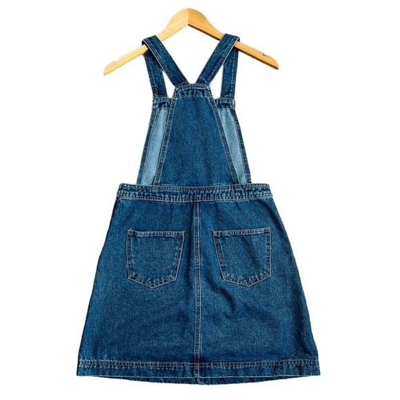 Y2K Denim Overall Mini Dress 90s Pinafore Jumper Skirt Blue Jean | Size 4 - Picture 2 of 9